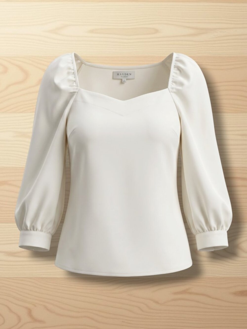 Hayden Cream Romantic Short Balloon Sleeve Blouse S